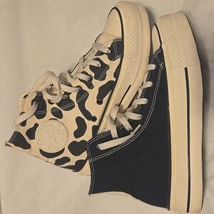 Chuck 70s Cow Print Black/White Converse Plataform Unisex Sz Men's 5 Women's 7